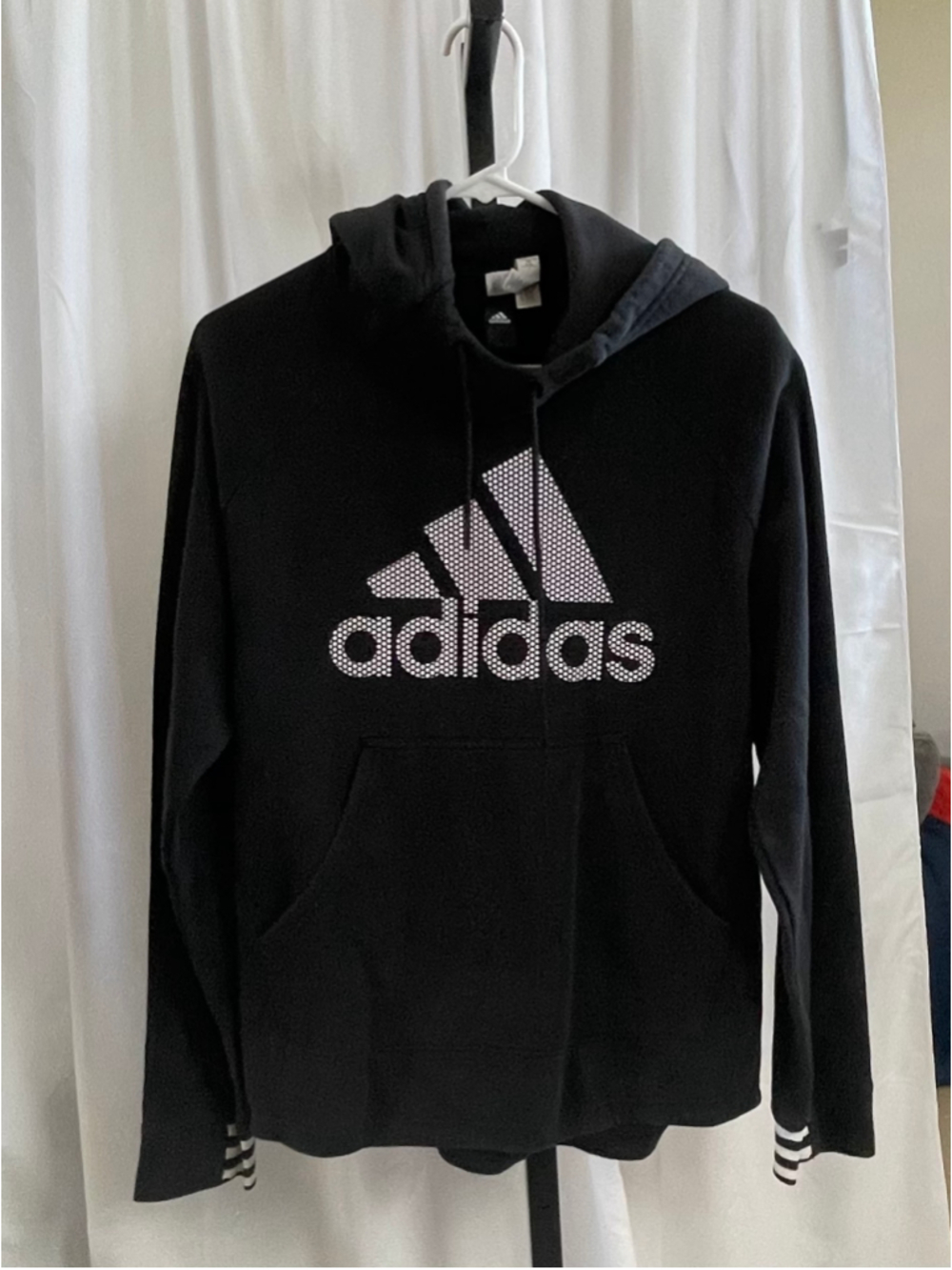 Women's Adidas Black and White Logo Pullover Hoodie, Size XL